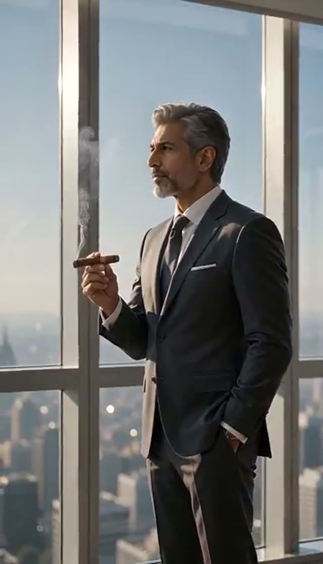 AI Cigar Smoking Video Generator: CEO-Style Clips From One Photo — CEO Office example