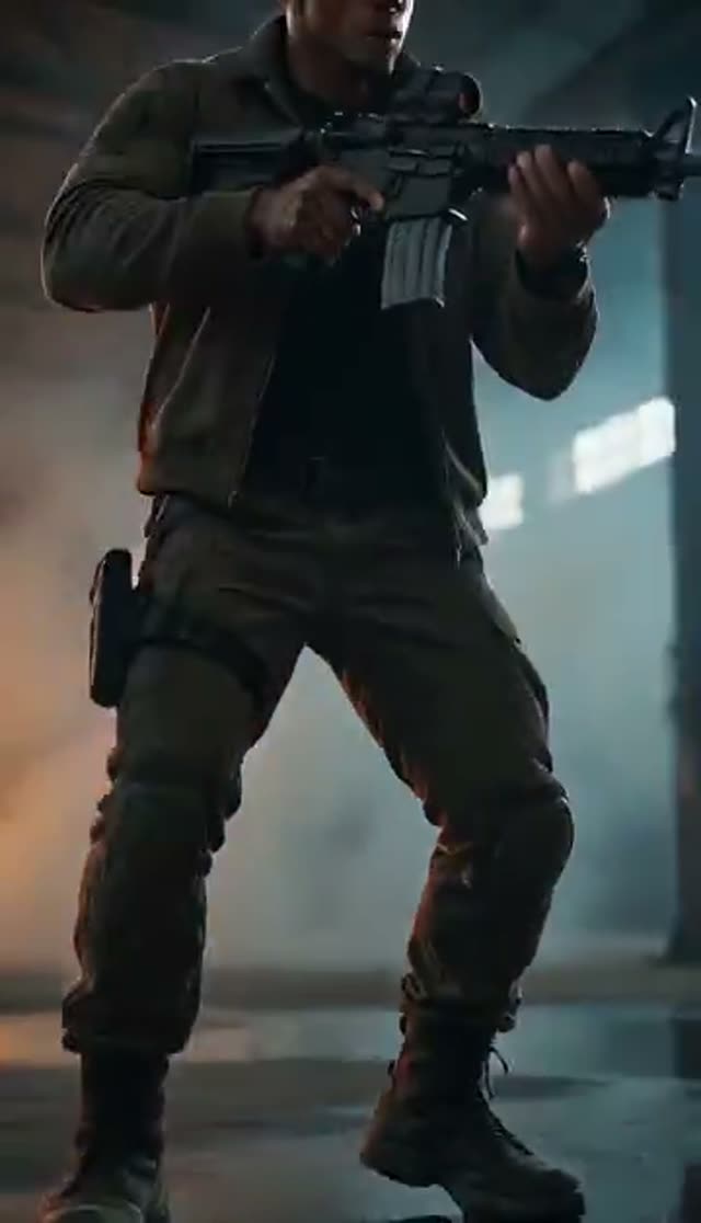 AI Gun Shooter Video: Star in a Cinematic Action Scene — Action Hero example