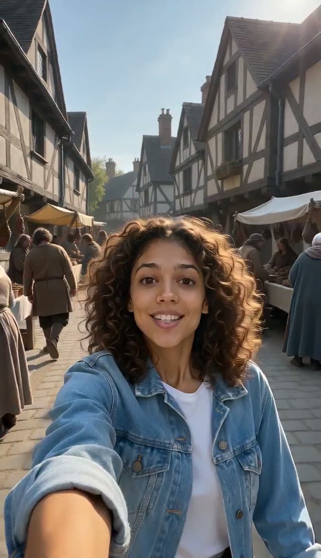 Time Travel Selfie Vlog Generator: Vlog From Another Century — Medieval Market example