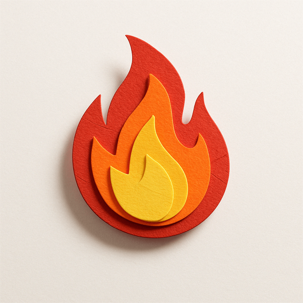 Paper craft style fire emoji icon
